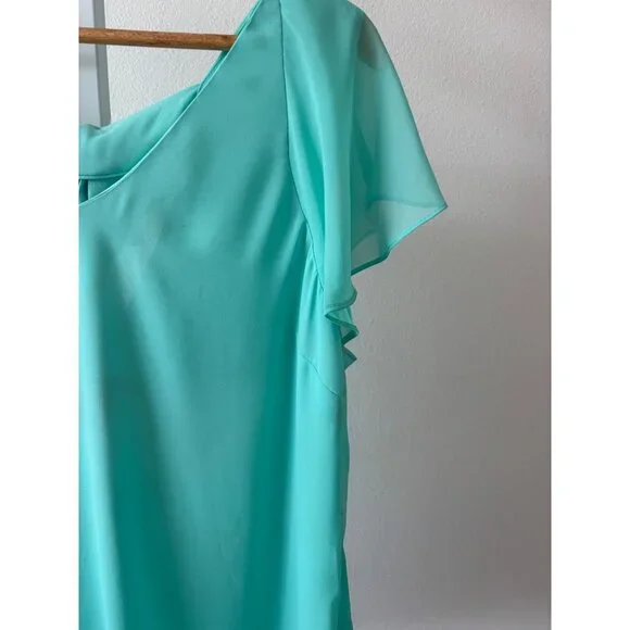 Flutter Sleeve Top Large Mint Green V-Neck Back Tie Coquette Preppy Soft Girl - Picture 4 of 13